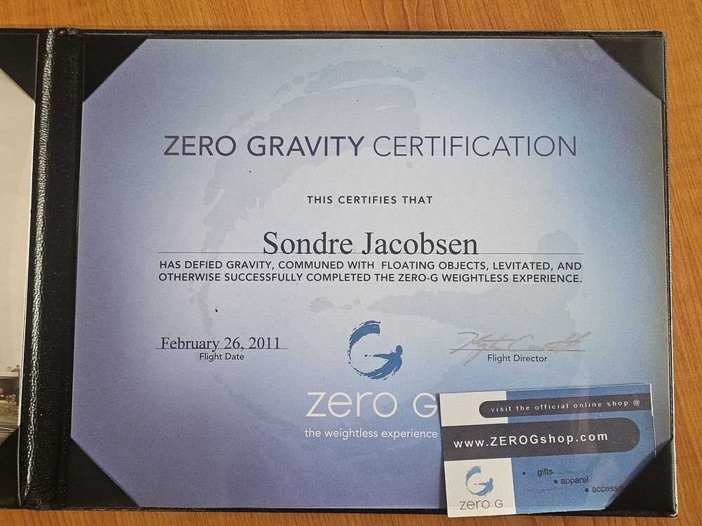 Zero Gravity-sertifikat
